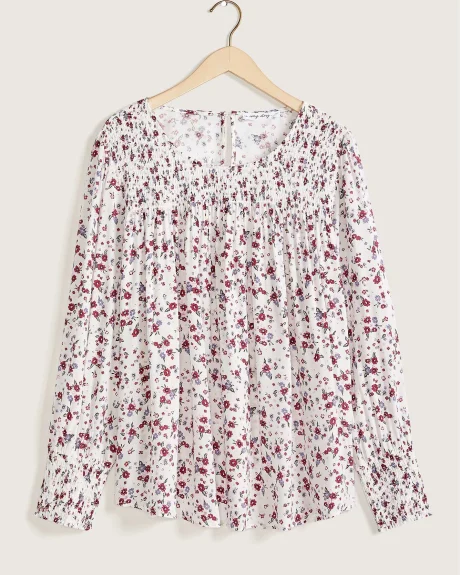 Printed Blouse With Smocking Details - In Every Story