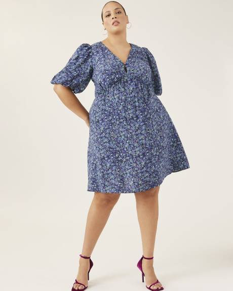 Responsible, Printed Woven V-Neck Dress - Addition Elle