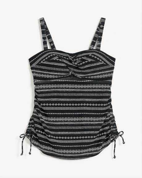 Striped Twisted Bandeau Tankini Top
