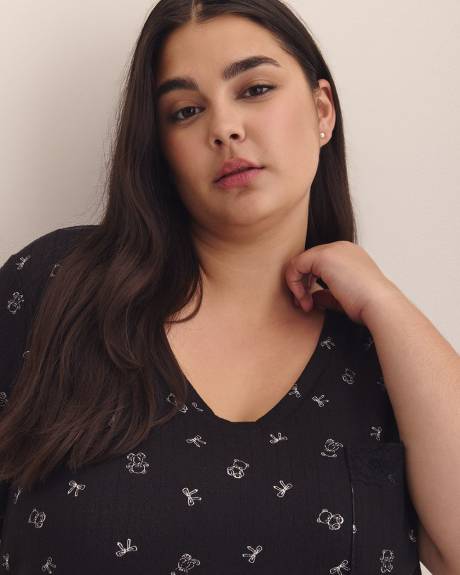 Black Teddy-Print Pointelle Sleepshirt - ti Voglio