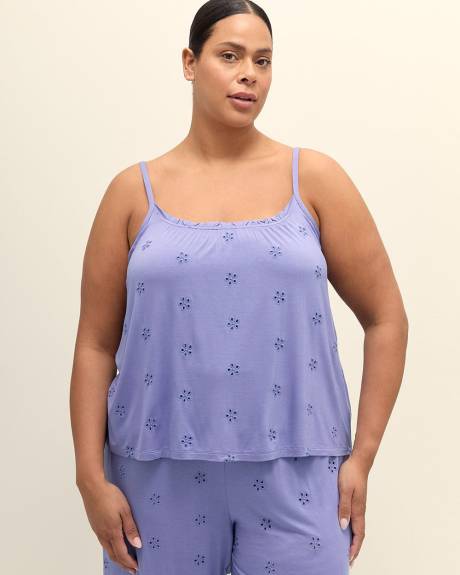 Camisole de pyjama évasée en tricot brodé lavande - ti Voglio