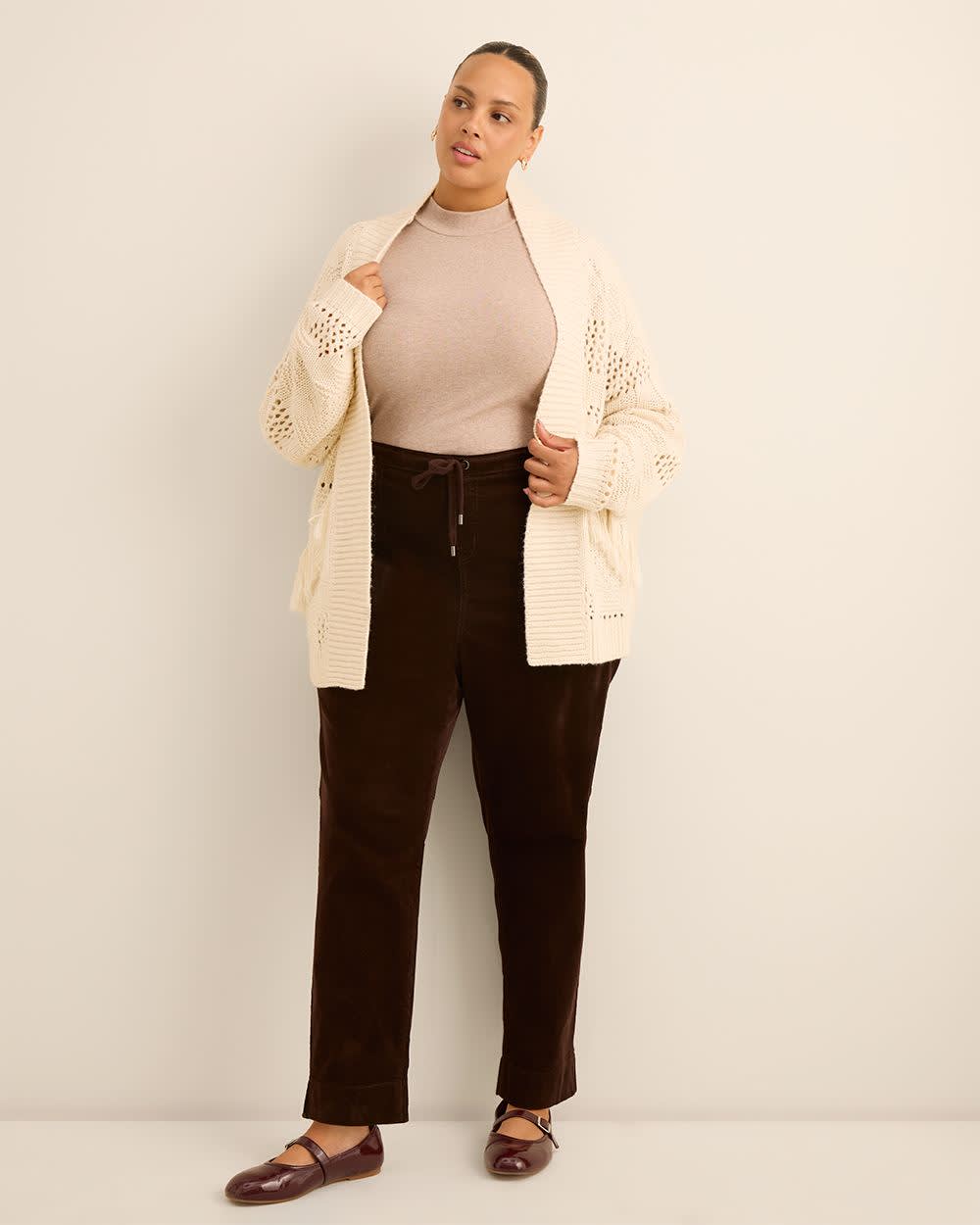 Cardigan ouvert long avec pampilles Cardigan ouvert long avec pampilles