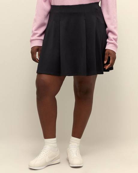 Jupe-short plissée noire, tissu responsable - Active Zone