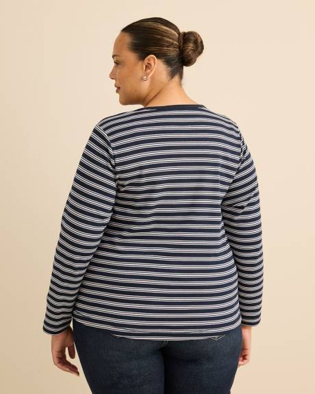 Cardigan ray&eacute; &agrave; manches longues, col rond