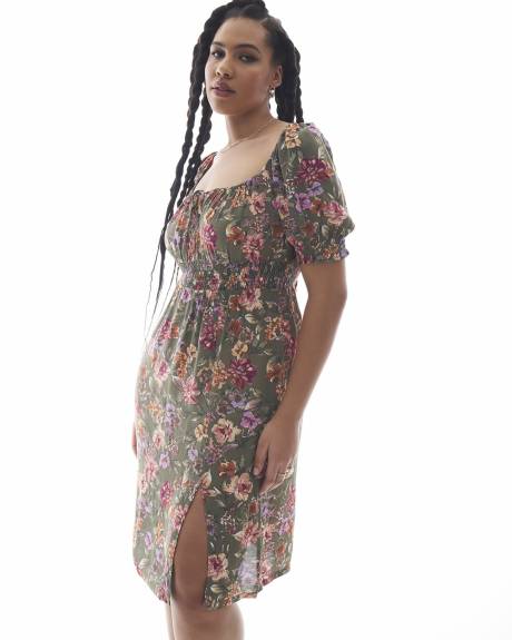 Robe midi avec taille élastique à smocks - Addition Elle