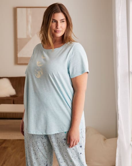 Heather PJ T-Shirt With Placement Print - tiVOGLIO