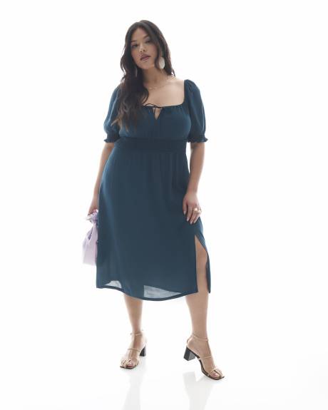 Robe midi avec taille élastique à smocks - Addition Elle