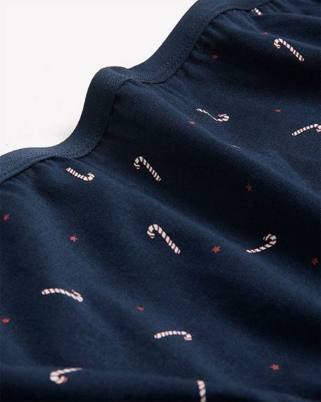 Dark Blue High-Cut Cotton Brief with Candy Cane Print - ti Voglio