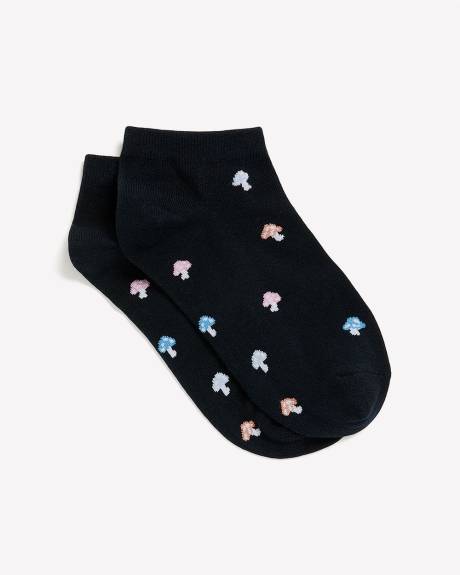 Chaussettes courtes bleu marine avec champignons