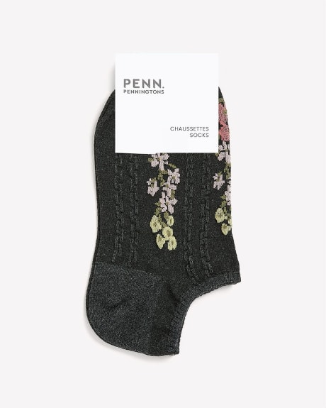 Ankle Socks with Floral Embroidery