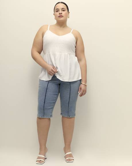 Mixed Media Sleeveless Crochet Blouse