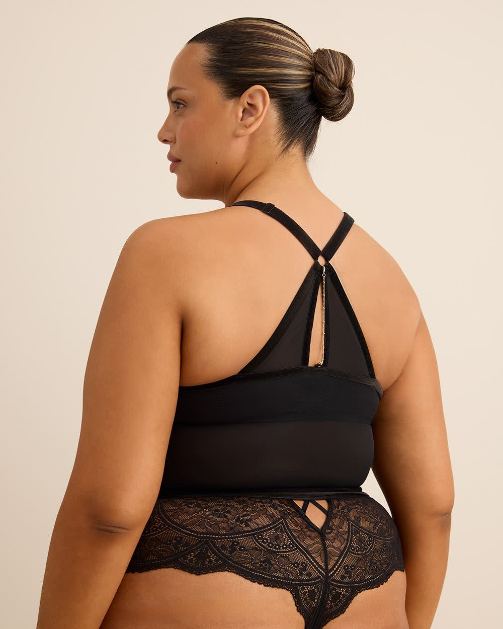 Sexy Black Underwire Front-Closure Mesh and Lace Corset - Déesse Collection Sexy Black Underwire Front-Closure Mesh and Lace Corset - Déesse Collection