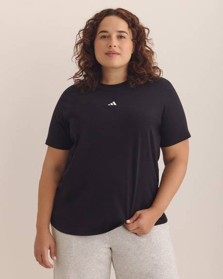 Black Short-Sleeve Crewneck Tee with Small Logo - adidas