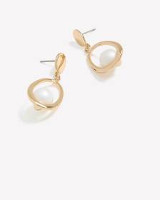 Pendants d'oreilles en forme d'ovale avec perle