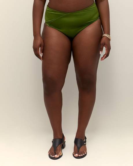 Culotte de maillot vert à taille haute en V