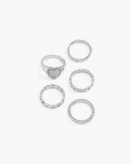Rings with Hearts, pack of 5