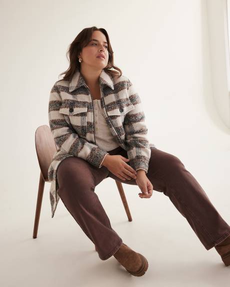Veste-chemise carreautée avec fermeture éclair