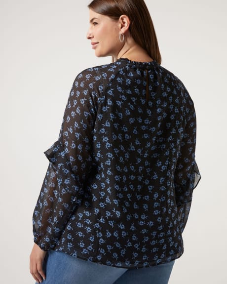 Printed Blouse with Pintucks at Neckline - Addition Elle