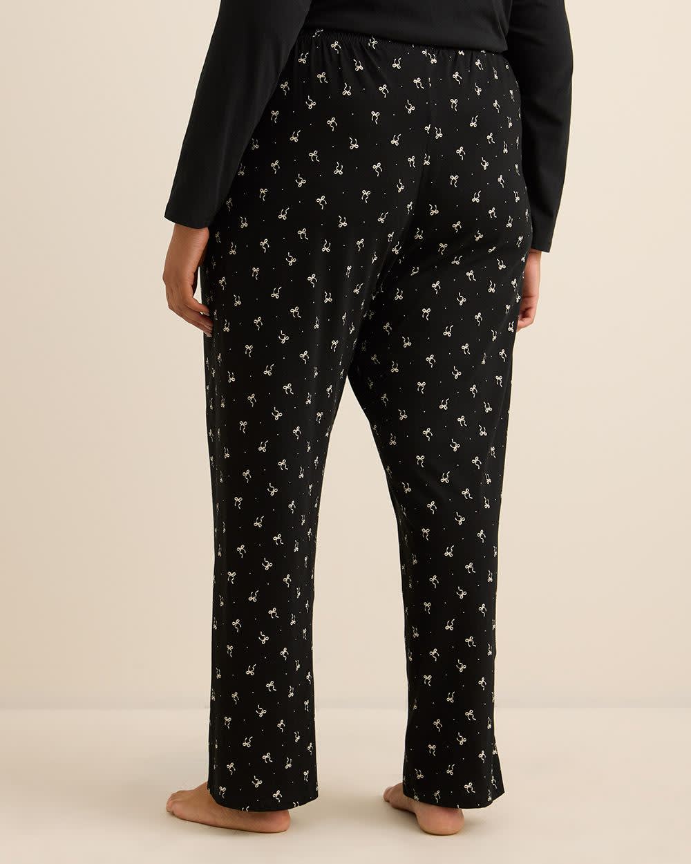 Black Bow-Print Cotton Knit Pyjama Pant - ti Voglio Black Bow-Print Cotton Knit Pyjama Pant - ti Voglio