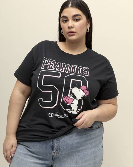 Black T-Shirt with Snoopy Print