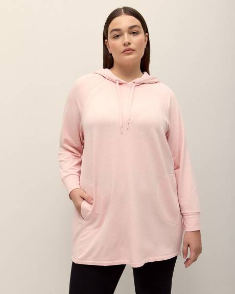 Hooded Fleece Tunic with Cut and Sew Details - Active Zone