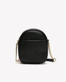 Mini sac à main noir au fini grainé