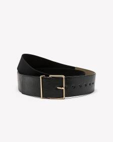 Black Faux Leather Belt with Sleek Buckle