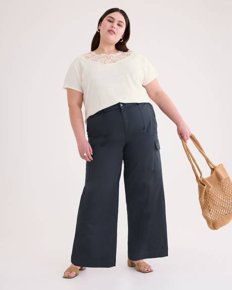 Cotton Wide-Leg Cargo Pant