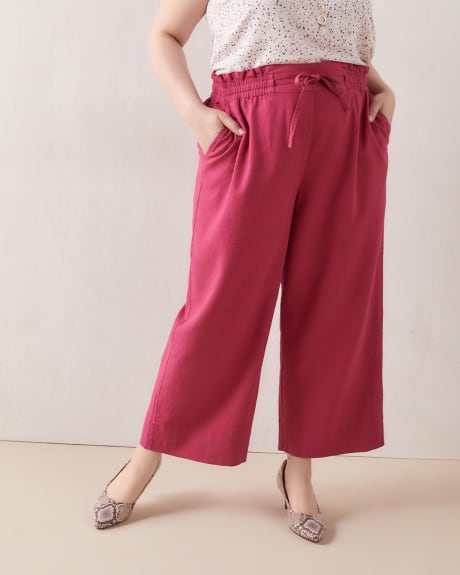 Linen Blend Pull-On Wide-Leg Cropped Pants - In Every Story