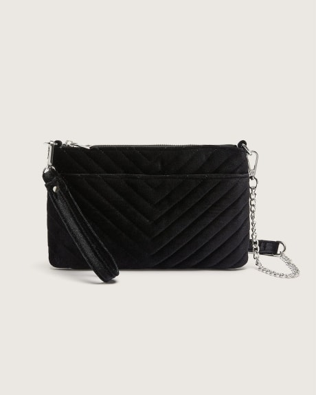 Sac à main en velours matelassé à chevrons