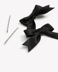 Assorted Rhinestones and Black Bow Hair Barrettes, Set of 4