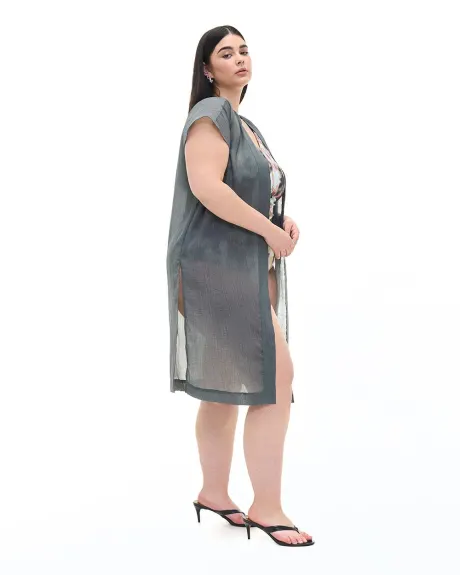 Sleeveless Long Open-Front Kimono - Addition Elle