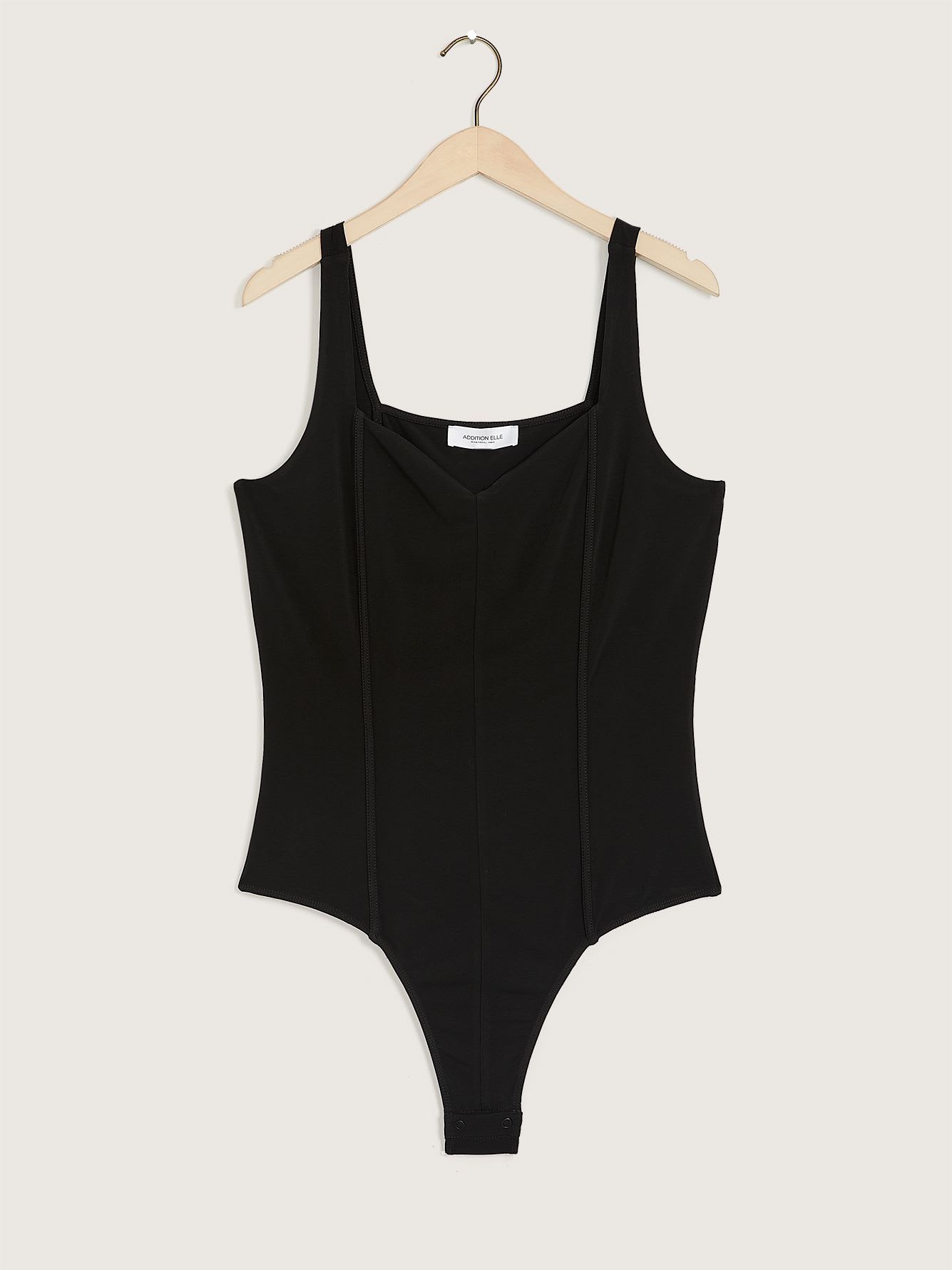 Maillot de corps noir sans manches avec culotte tanga Addition