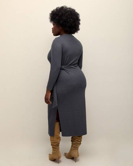 Long-Sleeve Knotted Midi Dress - Addition Elle