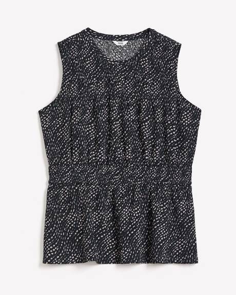 Smocked Sleeveless Knit Top