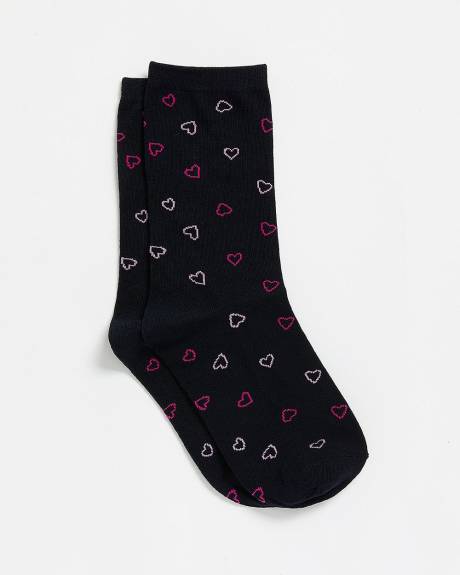 Heart Outline Crew Socks