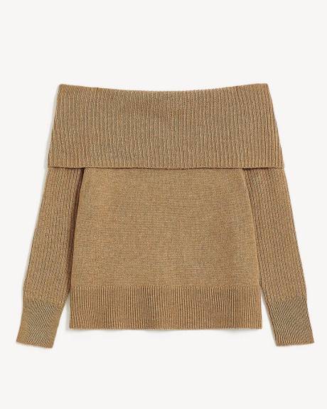 Folded-Over Off-Shoulder Sweater - Addition Elle