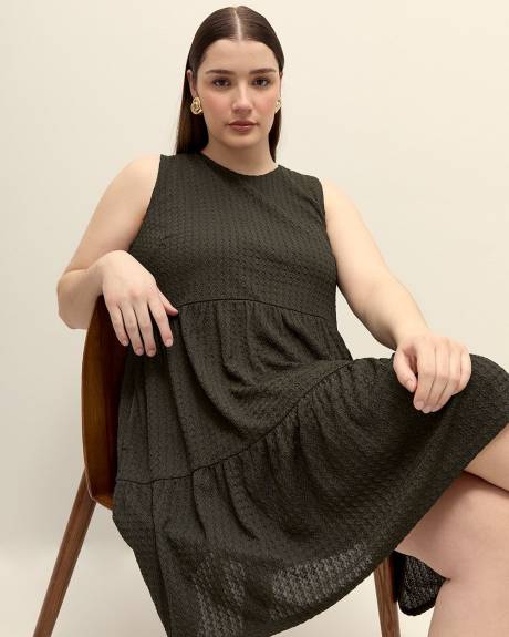 Textured Knit Sleeveless Swing Dress - Addition Elle