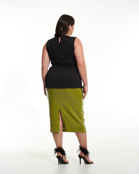Sleeveless Knit Top with Smocked-Waist - Addition Elle