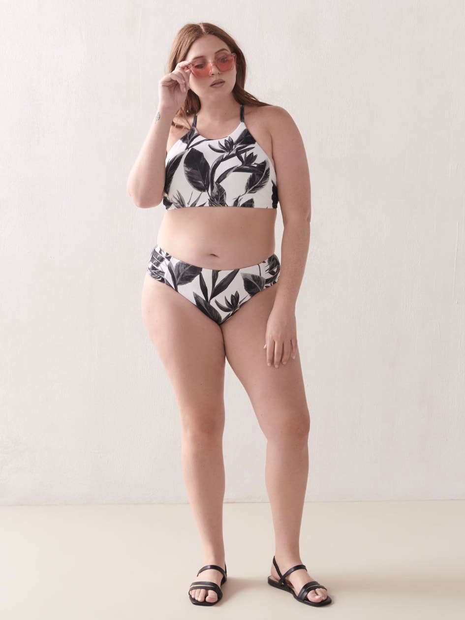 black and white halter bikini