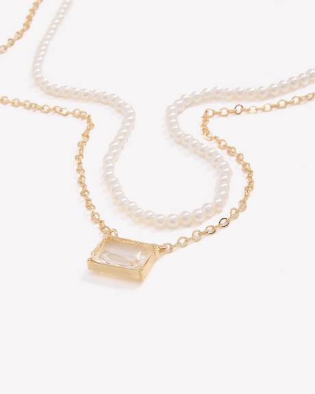 Two-Layer Short Necklace with Mini Pearls