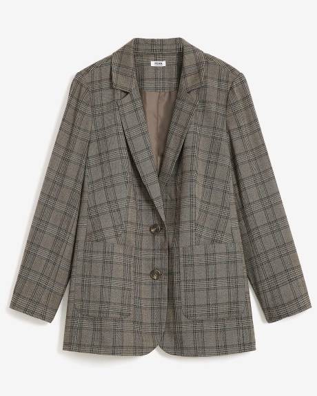 Long Plaid Blazer