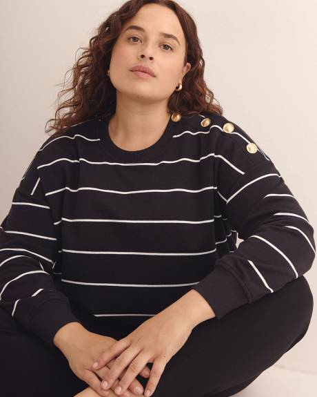 Dropped Shoulder Sweatshirt with Buttons