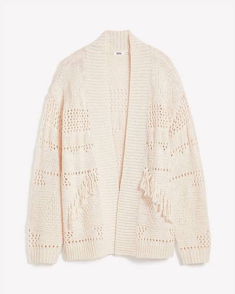 Cardigan ouvert long avec pampilles