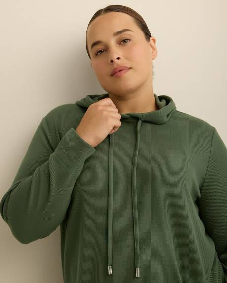Long-Sleeve Waffle Knit Hoodie