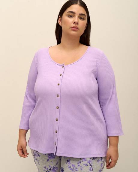 Buttoned Down Ribbed Knit Pyjama Top - ti Voglio