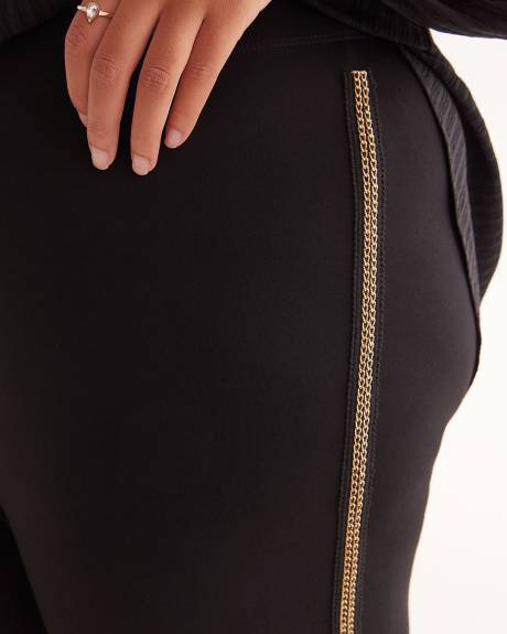 Black Ponte de Roma Legging with Decorative Side Trim - PENN. Essentials
