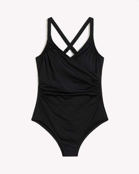 Black Wrap One-Piece Swimwear