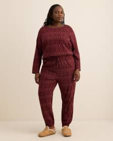 Bear Fair Isle Print Knit Long-Sleeve Tee and Jogger Pant Pyjama Set - ti Voglio
