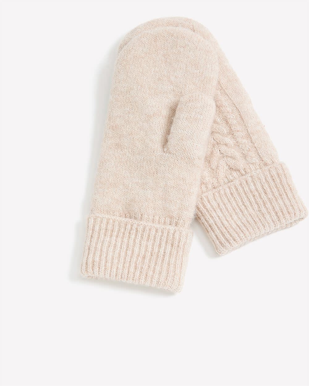 Mitaines en mailles torsadées doublées en molleton Mitaines en mailles torsadées doublées en molleton